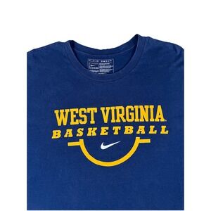 Vintage Nike Team West Virginia Mountaineers Basketball Blue T Shirt‎ Men's XL